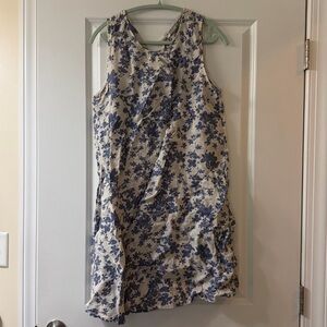 Floral Sleeveless Dress 100% linen